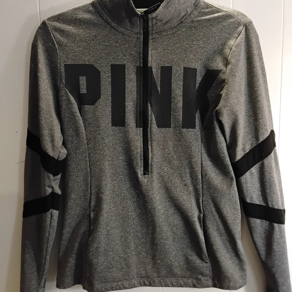 PINK Victoria's Secret Gray and Black Sweatshirt